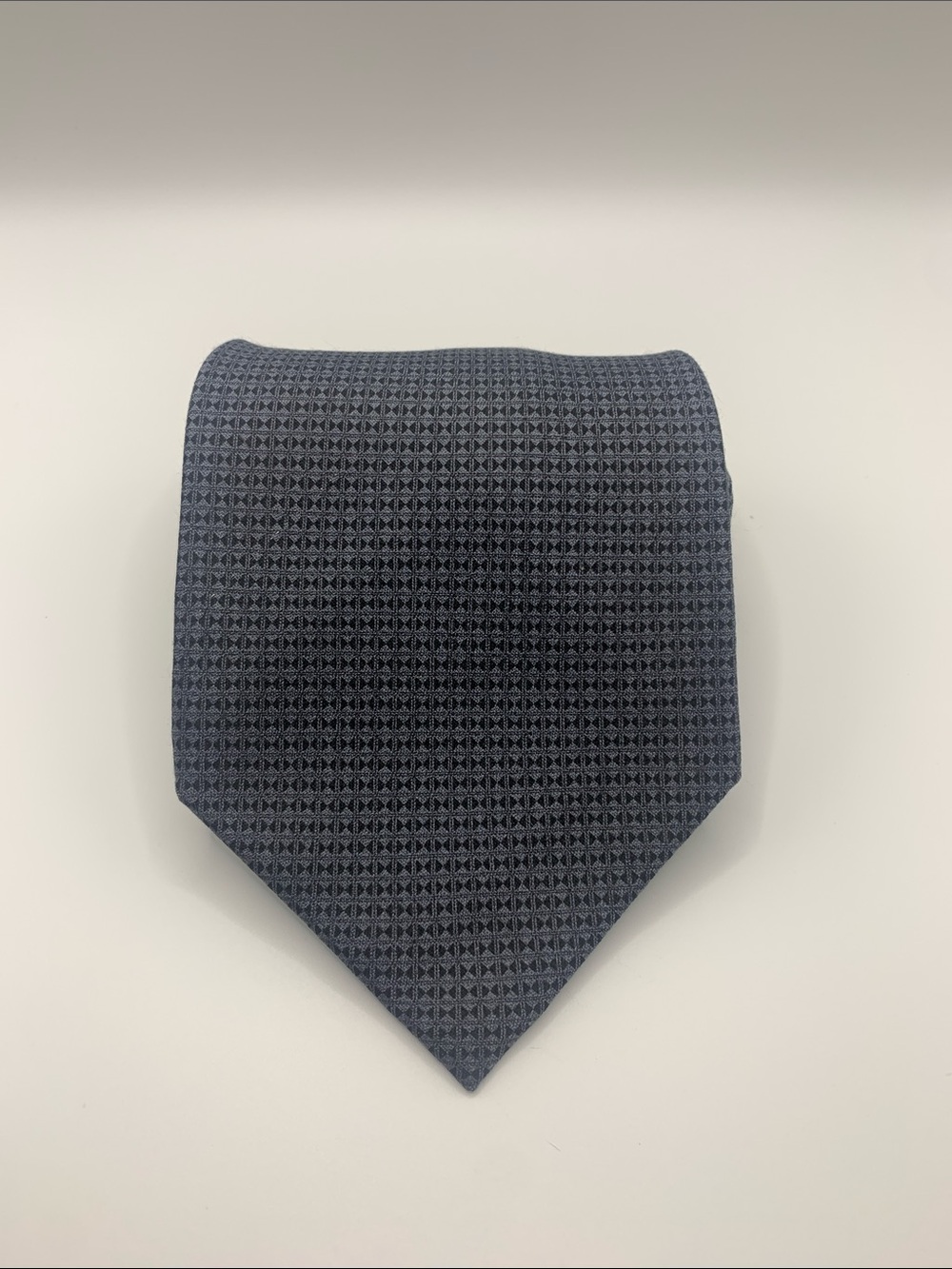 Men's Navy Micro-Pattern Long Silk Tie